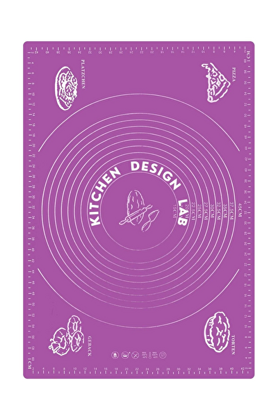 Kitchen Design Lab 45x65 CM Mor Silikon Hamur Açma Matı Ve Pizza Tepsisi 32 CM 2 Li Set