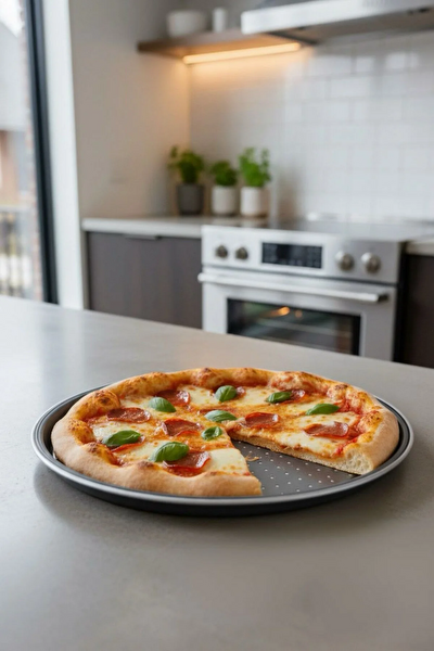 Kitchen Design Lab Küçük Boy Delikli Pizza Tepsisi 28 CM X 2 Adet Çift Başlı Pizza Ruleti Ve Çelik Peynir Rendesi