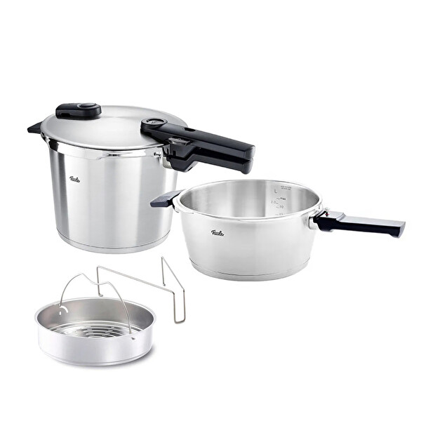 Fissler Vitaquick Premium Mat 8+4 Litre Düdüklü Tencere - Buharda Pişirme Aparatı