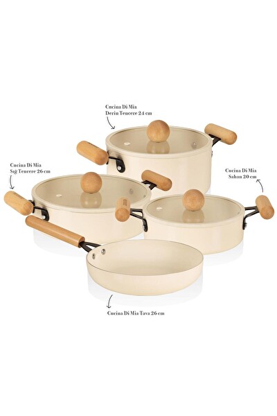 The Mia Cucina 7 Parça Tencere Tava Seti - İndüksiyonlu Ocaklara Uyumlu