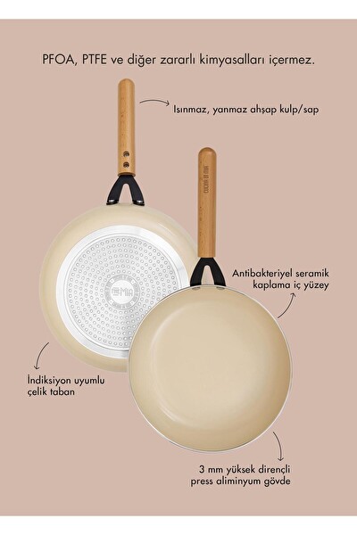 The Mia Cucina 26 CM Seramik Kaplama Tava - İndüksiyonlu Ocaklara Uyumlu