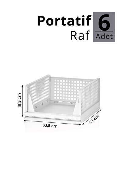 Mithra Life 6’lı Kayar Raf Organizer Beyaz Dolap İçi Kıyafet Aksesuar Düzenleyici MIT1262