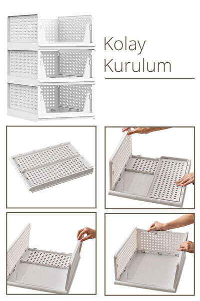 Mithra Life 6’lı Kayar Raf Organizer Beyaz Dolap İçi Kıyafet Aksesuar Düzenleyici MIT1262