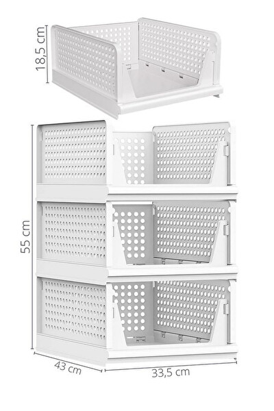 Mithra Life 6’lı Kayar Raf Organizer Beyaz Dolap İçi Kıyafet Aksesuar Düzenleyici MIT1262
