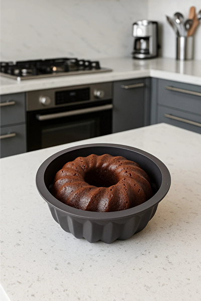 Kitchen Design Lab Silikon Büyük Model Kek Kalıbı Antrasit 23 CM
