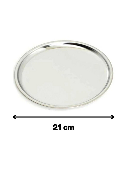 Kitchen Design Lab Paslanmaz Çelik 4 21 CM Yuvarlak Servis Tabağı 4 Adet