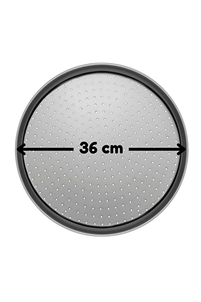 Kitchen Design Lab Büyük Boy Delikli Çift Başlıklı 36 CM Pizza Ruleti Ve Tepsisi