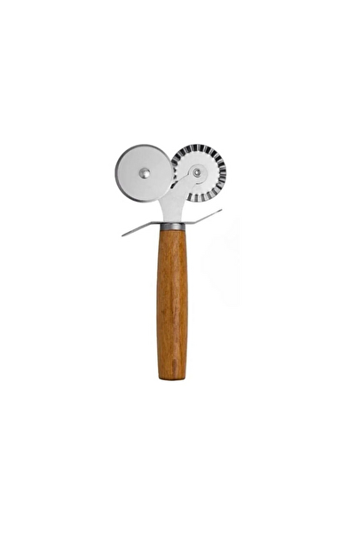 Kitchen Design Lab Büyük Boy Delikli Çift Başlıklı 36 CM Pizza Ruleti Ve Tepsisi