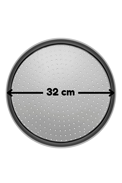 Kitchen Design Lab Orta Boy 32 CM Delikli Çift Başlıklı Pizza Ruleti Ve Tepsisi