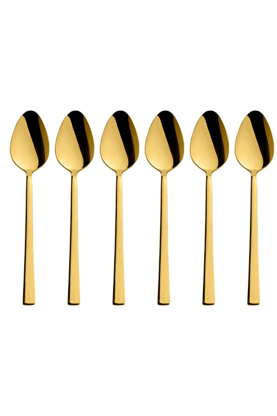 Kitchen Design Lab Parlak Gold Titanyum Kaplama Yemek Kaşık Seti - 6 Adet