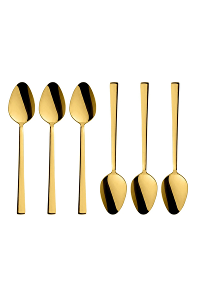 Kitchen Design Lab Parlak Gold Titanyum Kaplama Yemek Kaşık Seti - 6 Adet