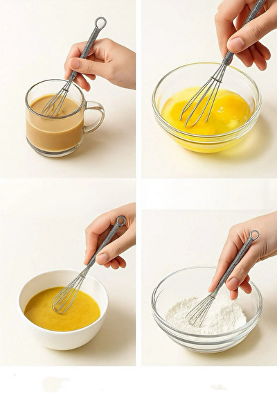 Kitchen Design Lab Çelik Metal Yaylı 12 CM Küçük Boy Çok Amaçlı Çırpıcı