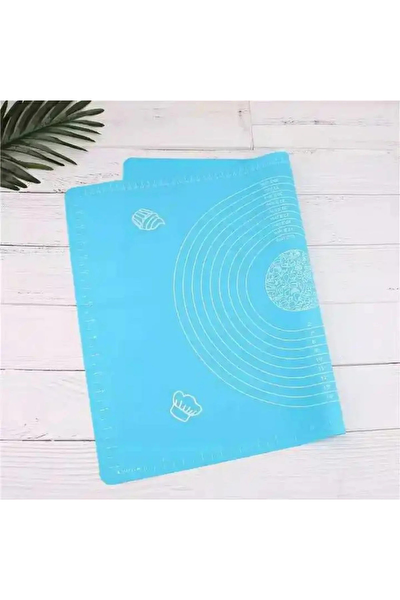 Kitchen Design Lab Silikon Ölçülü Çok Amaçlı Hamur Açma Matı 45 CM x 65 CM Çelik Un Eleği ve Çelik Hamur Kesici