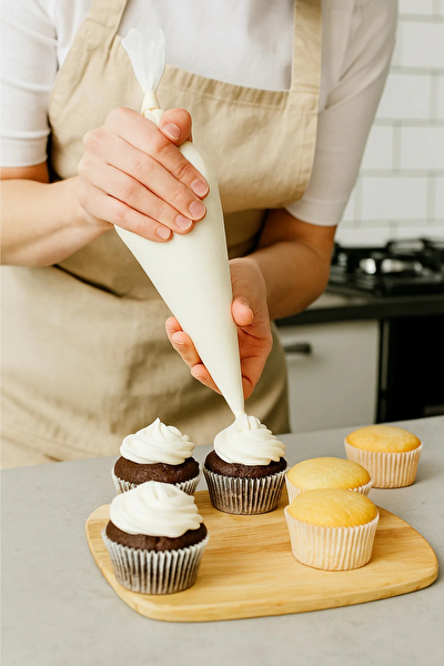 Kitchen Design Lab 45x65 CM Silikon Hamur Açma Matı Ve Kullan At Krema Torbası 2'li Set Mor