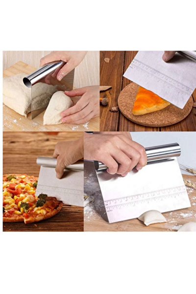 Kitchen Design Lab Pembe Silikon 45 CM x 65 CM Ölçülü Hamur Açma Matı - Çelik Hamur Kesme Spatulası