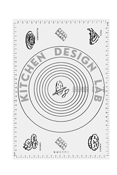 Kitchen Design Lab 45x65 CM Silikon Hamur Açma Matı Ve Kırmızı Silikon Yanmaz Mutfak Fırın Eldiveni 2'li Set Beyaz