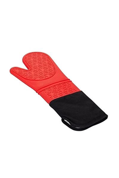 Kitchen Design Lab 45x65 CM Silikon Hamur Açma Matı Ve Kırmızı Silikon Yanmaz Mutfak Fırın Eldiveni 2'li Set Beyaz