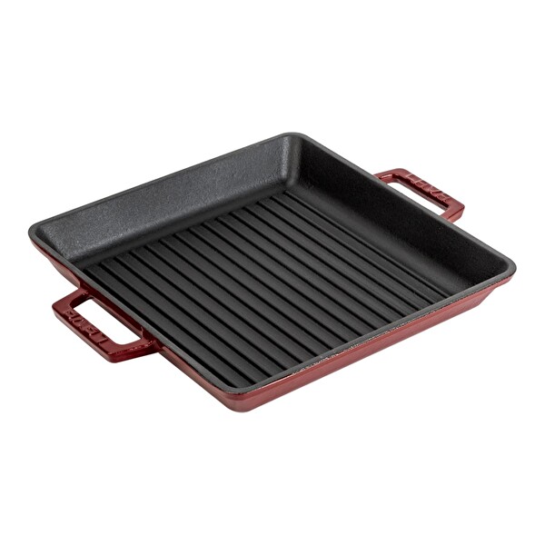 Lava Döküm Kare Izgara Tavası Döküm Demir Yekpare Çift Kulplu Ölçü 26x26 CM Bordo - LV ECO GT 2626 T2 BR