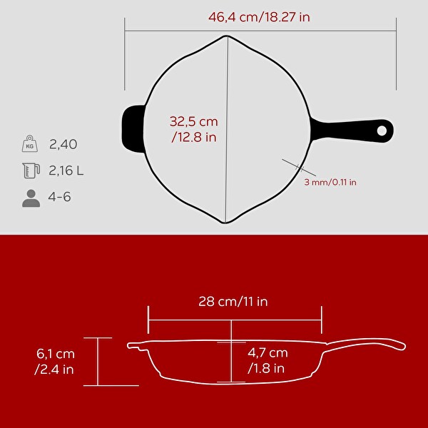 Lava Döküm Yuvarlak Izgara Tava Döküm Demir Yekpare Saplı Çap 28 CM Bordo - LV ECO Y GT 28 BR