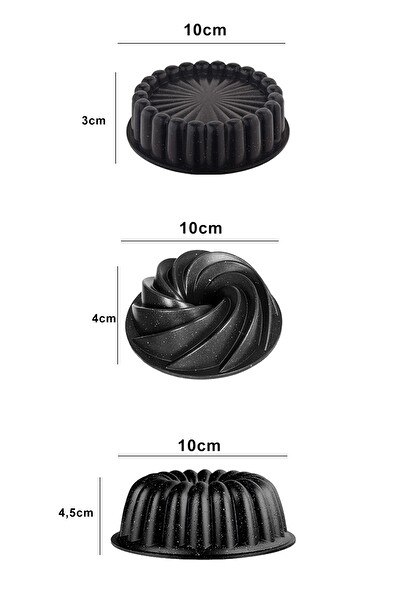 Amboss Mini Trio Döküm 3 Parça Mini Kek Kalıbı