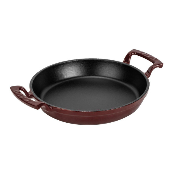 Lava Döküm Yuvarlak Sahan Döküm Demir Yekpare Çift Kulplu Çap 24 CM - Bordo