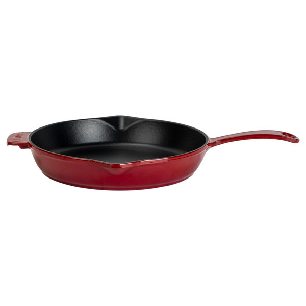 Lava Döküm Yuvarlak Kızartma Tavası Döküm Demir Yekpare Saplı Çap 28 CM - Bordo