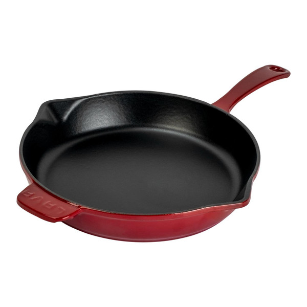 Lava Döküm Yuvarlak Kızartma Tavası Döküm Demir Yekpare Saplı Çap 28 CM - Bordo
