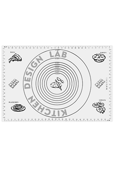 Kitchen Design Lab Silikon 45x65 CM Hamur Açma Matı Ve Siyah Silikon Yanmaz Mutfak Fırın Eldiveni 2'li Set Beyaz