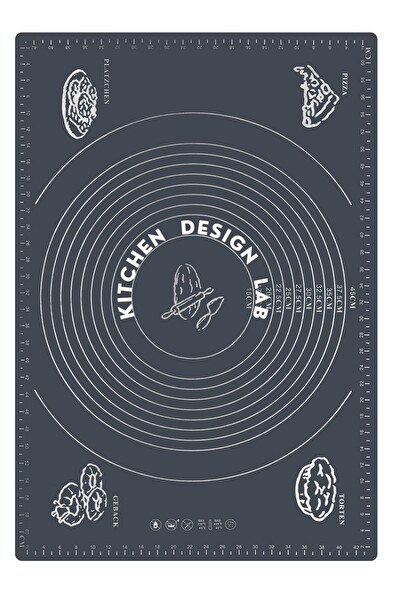 Kitchen Design Lab Çelik Hamur Kesme Spatulası Ve Silikon Çok Amaçlı Hamur Açma Matı 45x65 CM