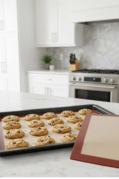 Kitchen Design Lab Yıkanabilir Pişirme Matı Ve Siyah Silikon Yanmaz Mutfak Fırın Eldiveni