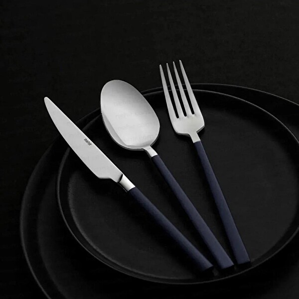 Nehir Dalyan Sade Lacivert Sedef 36 Parça Çatal Kaşık Takımı