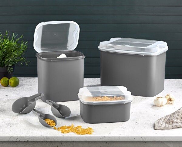 Technow Vip Ahmet VP-038 Masal Saklama Kabı Seti 10 LT + 4.5 LT + 1.6 LT Gri