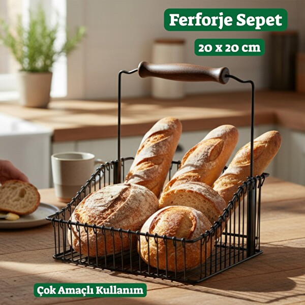 Technow Vip Ahmet VP-920 Mutfak Banyo Sepeti Çok Amaçlı Ferforje Metal Fintorp Model 20x20 CM