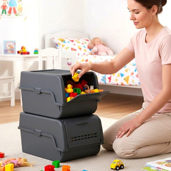 Technow Motek MT-40 S-Box 8 Litre Çok Amaçlı Organizer Düzenleyici Antrasit 2 Adet