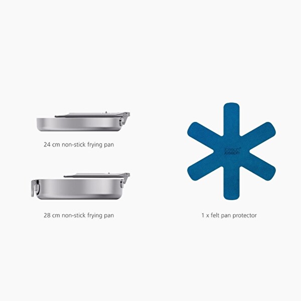 Joseph Joseph 1000019 Space 3 Katmanlı Paslanmaz Çelik Seramik Kaplama 3 Parça Kızartma Tavası Seti