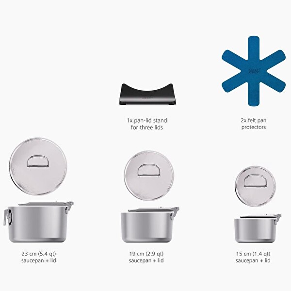 Joseph Joseph 1000031 Space 3 Katmanlı Paslanmaz Çelik 9 Parça Tencere Seti