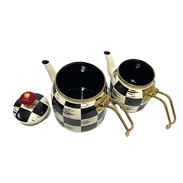 Acar Qualita King XAP-5758 Mini Emaye Dama Çaydanlık Takımı