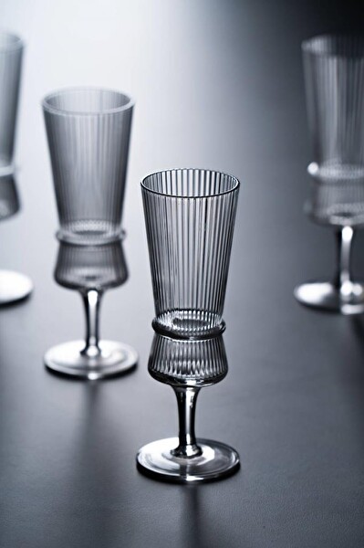 Acar ARY-08134 Lume 6'lı Ayaklı Cam Kahve Yanı Bardağı - 110 ML