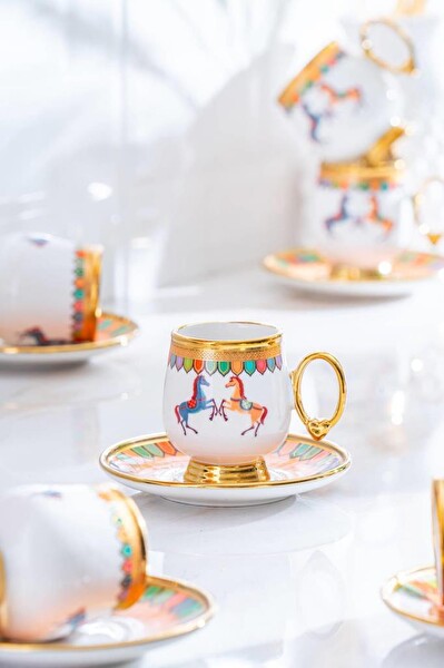 Acar Wilshire Turuncu 6'lı Kahve Fincan Takımı SHP-07188