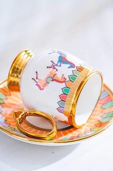 Acar Wilshire Turuncu 6'lı Kahve Fincan Takımı SHP-07188