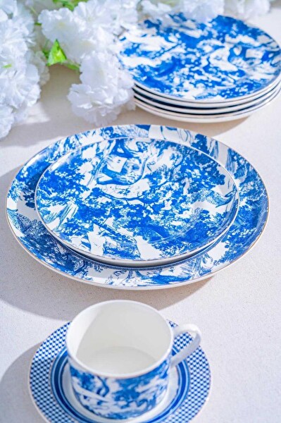 Acar Destinee 6 Kişilik 19 Parça Porselen Pasta - İkram Seti NCY-07080