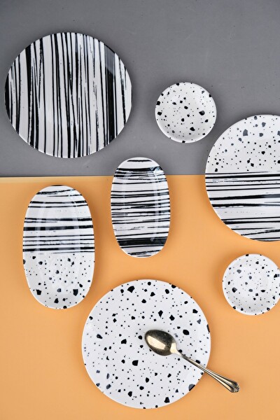 Tabak Evi Porselen Sidereal Kahvaltı Ve İkram Takımı 14 Parça - 6 Kişilik