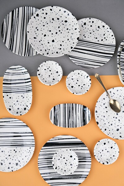 Tabak Evi Porselen Sidereal Kahvaltı Ve İkram Takımı 14 Parça - 6 Kişilik