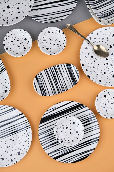 Tabak Evi Porselen Sidereal Kahvaltı Ve İkram Takımı 14 Parça - 6 Kişilik