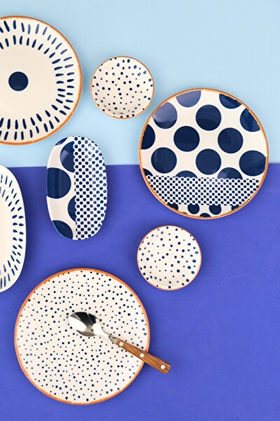 Tabak Evi Porselen Spotty İkram Ve Kahvaltı Takımı 14 Parça - 6 Kişilik