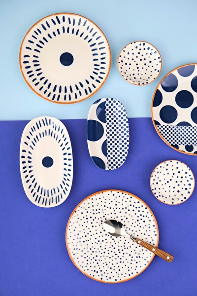 Tabak Evi Porselen Spotty İkram Ve Kahvaltı Takımı 14 Parça - 6 Kişilik