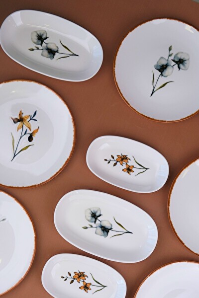 Tabak Evi Porselen Azelya 6 Kişilik 14 Parça Kahvaltı ve İkram Takımı