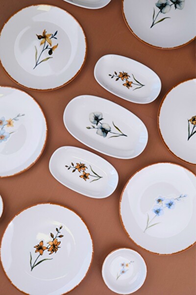 Tabak Evi Porselen Azelya 6 Kişilik 14 Parça Kahvaltı ve İkram Takımı