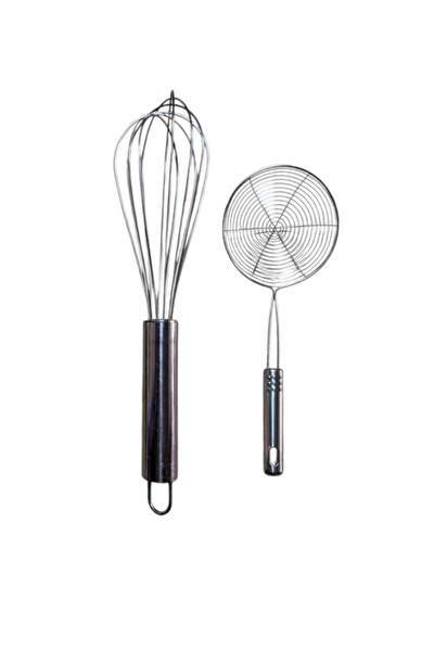 Kitchen Design Lab Metal Saplı 16 CM Kevgir Ve 30 CM Çırpıcı - 2 Adet Set