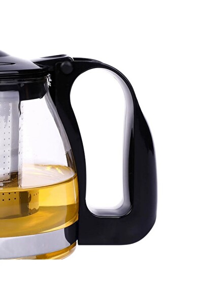 Kitchen Design Lab Isıya Dayanıklı Çelik Süzgeçli Şeffaf Cam Çay Demliği 1500 ML - Çelik Süzgeçli Şeffaf Demlik